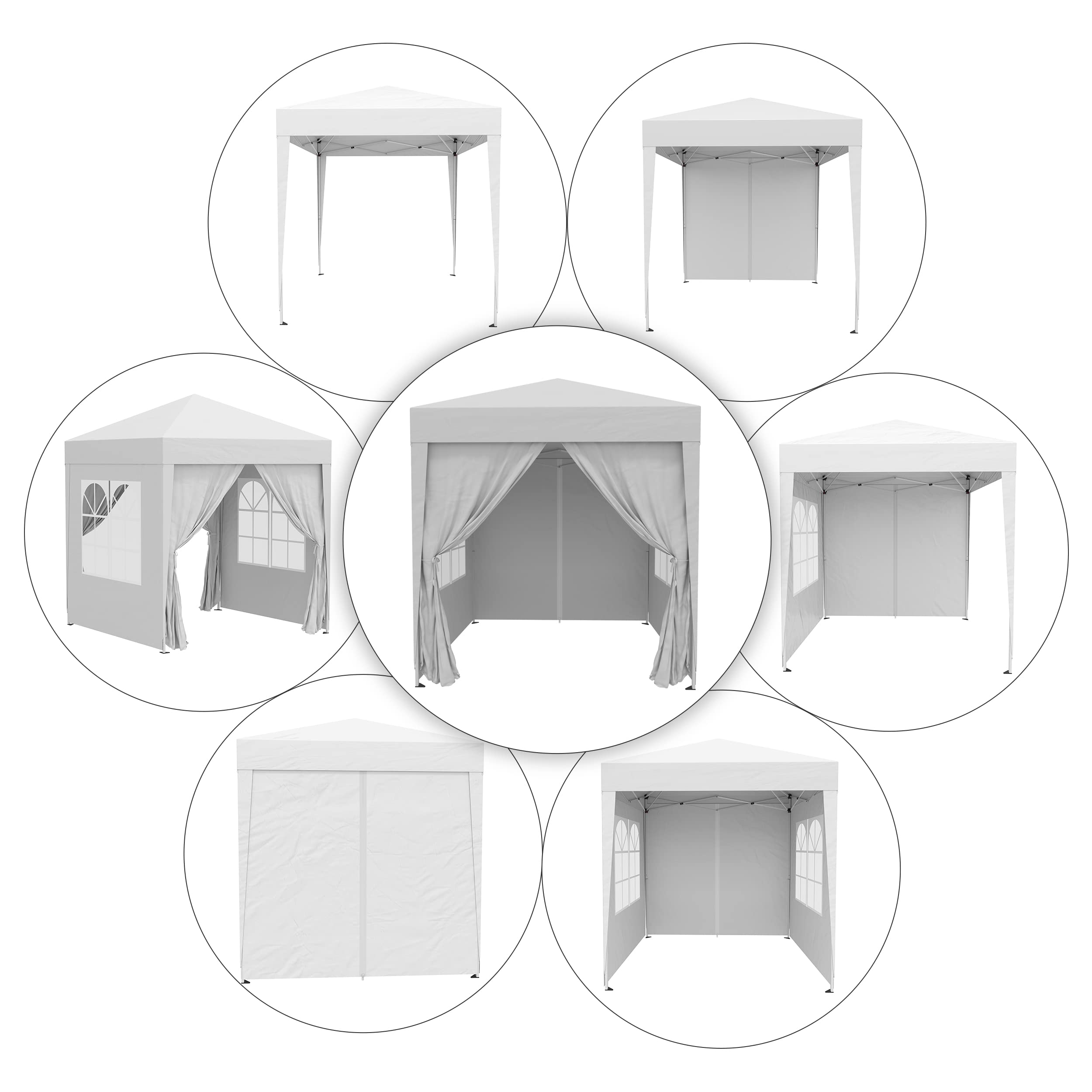 Outsunny Gazebo 2x2 m Pop-up Impermeabile Pareti Rimovibili Pieghevole Metallo Poliestere Borsa Trasporto Bianco
