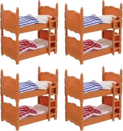 Cama de casa de muñecas en miniatura, litera de madera para muñecas, casa de muñecas de simulación, accesorios de litera en miniatura, juego de