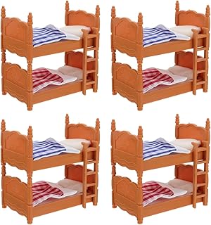 Veemoon Wooden Doll Bunk Bed,Simulation Dollhouse Miniature Bunk Bed Accessories DIY Doll House Room Decor Dolls Cot Model Dolls Bed
