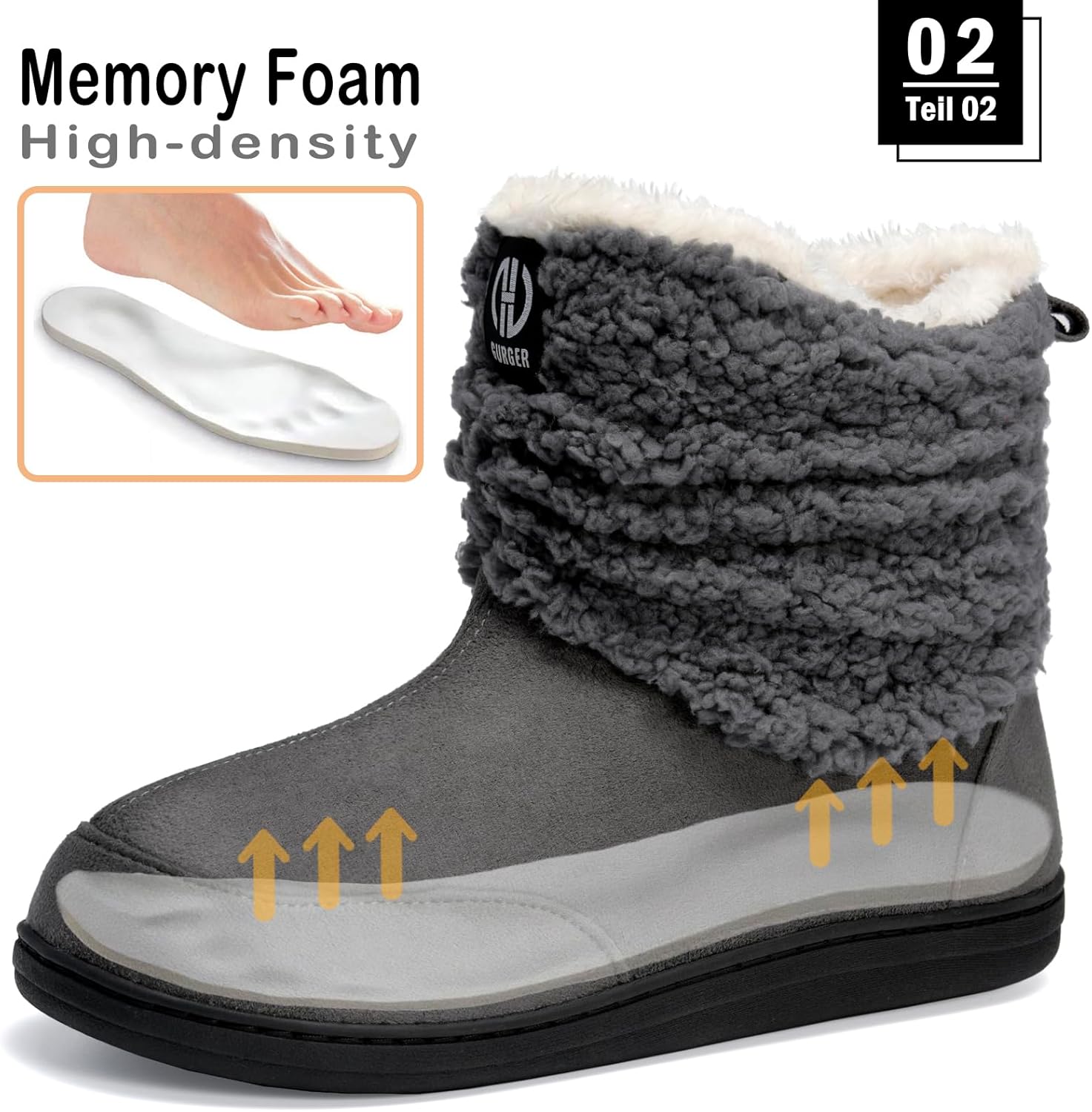 Men Women Slipper Boots Winter Indoor Outdoor Bootie Slippers Plush Fleece Memory Foam House Shoes - Image 3