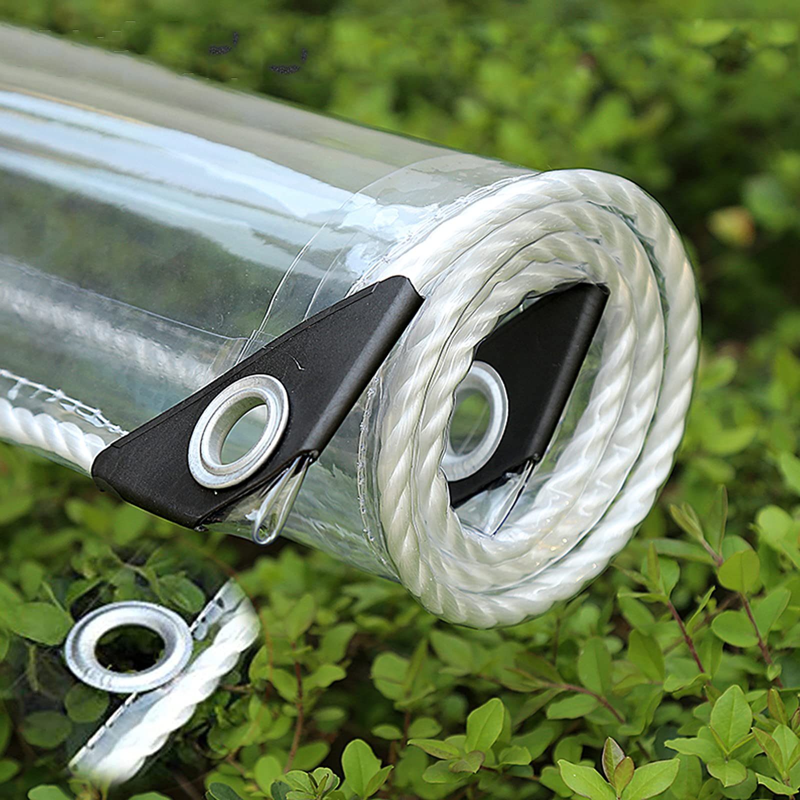 Yujianhuaa Clear,Transparent Transparent Tarp,Heavy Duty Waterproof Pvc Transparent Tarpaulin,0.35Mm Poly Vinyl Clear Tarp Cover,With Eyelet,Awning Canopy Patio Enclosure,Anti-Aging Insulation Soft Glass Tarpaulin (1.2X2.5m)