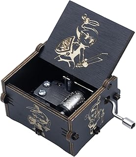 Deekec Music Box, Hand Crank Wood Musical Box, Wooden Antique Engraved Carved Crafts Gift for Wedding, Valentines, Christmas, Birthday (Song of Storms Black)