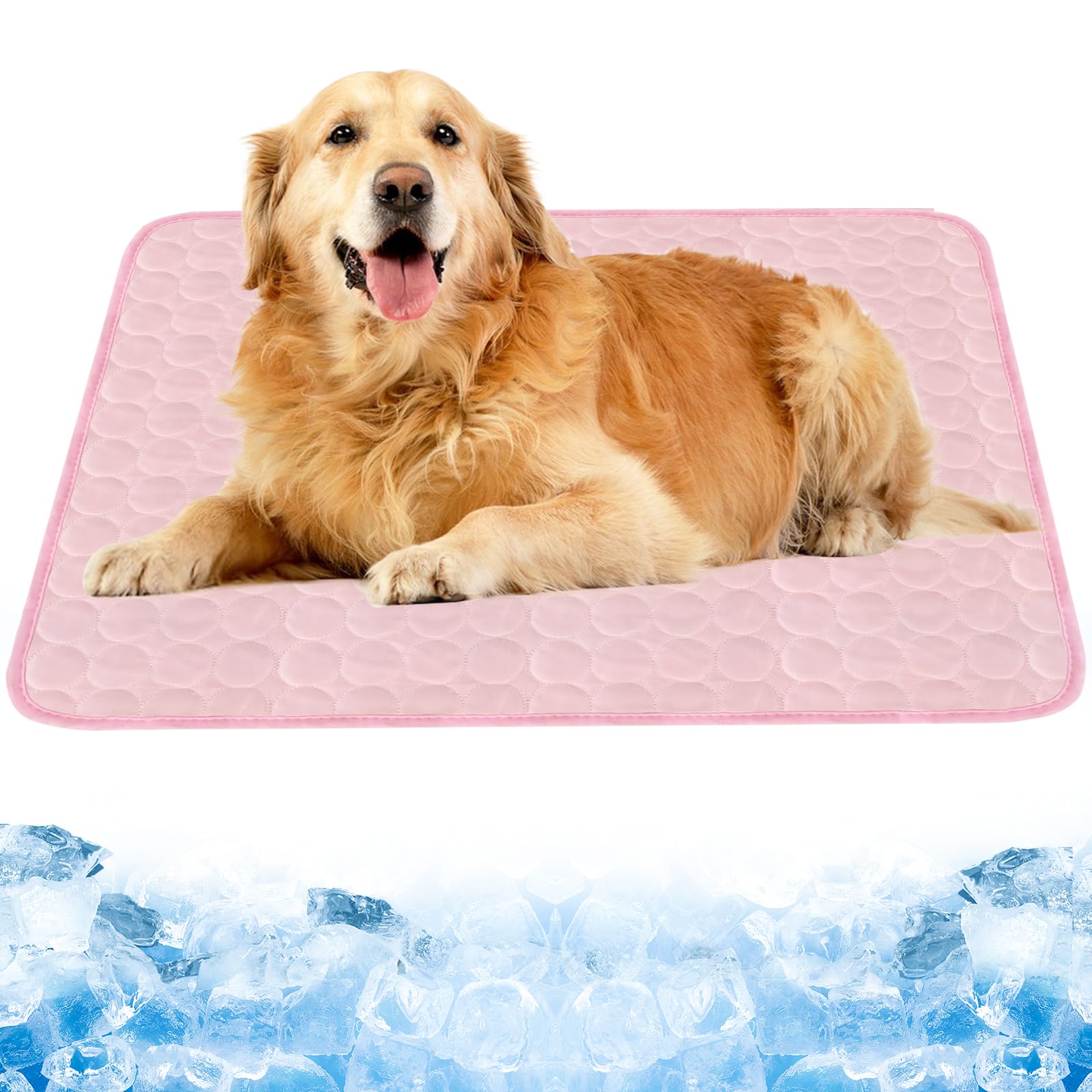 Manta Refrescante para Perros Gatos, 100x70cm Cama Fria Perro, Alfombrilla de Enfriamiento para Mascotas, Alfombra Fresca de Verano para Perros con Gel No Tóxico (Rosa, X-Large)