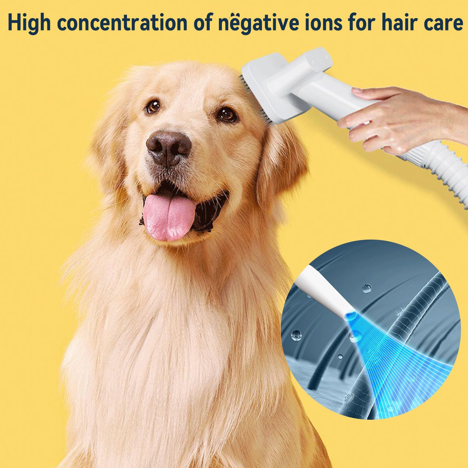 Secador para Perros, Cepillo Aspirador Mascotas, Cortapelos Perros, Aspira del Pelo De Las Mascotas, Bajo Ruido para Perros Y Gatos Y Otras, 8 Herramientas De Aseo