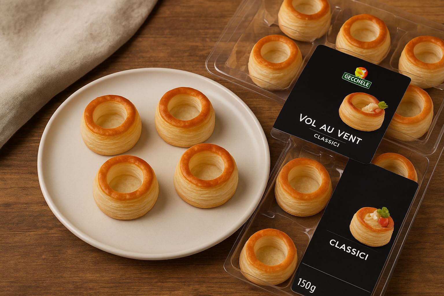 Vol au Vent a Scelta tra Classici 150g, Alberello 68g o Stellina 52g, Pasta Sfoglia Croccante e Dorata, Perfetti per Antipasti, Finger Food e Buffet delle Feste (Classici 150g (12 pz))