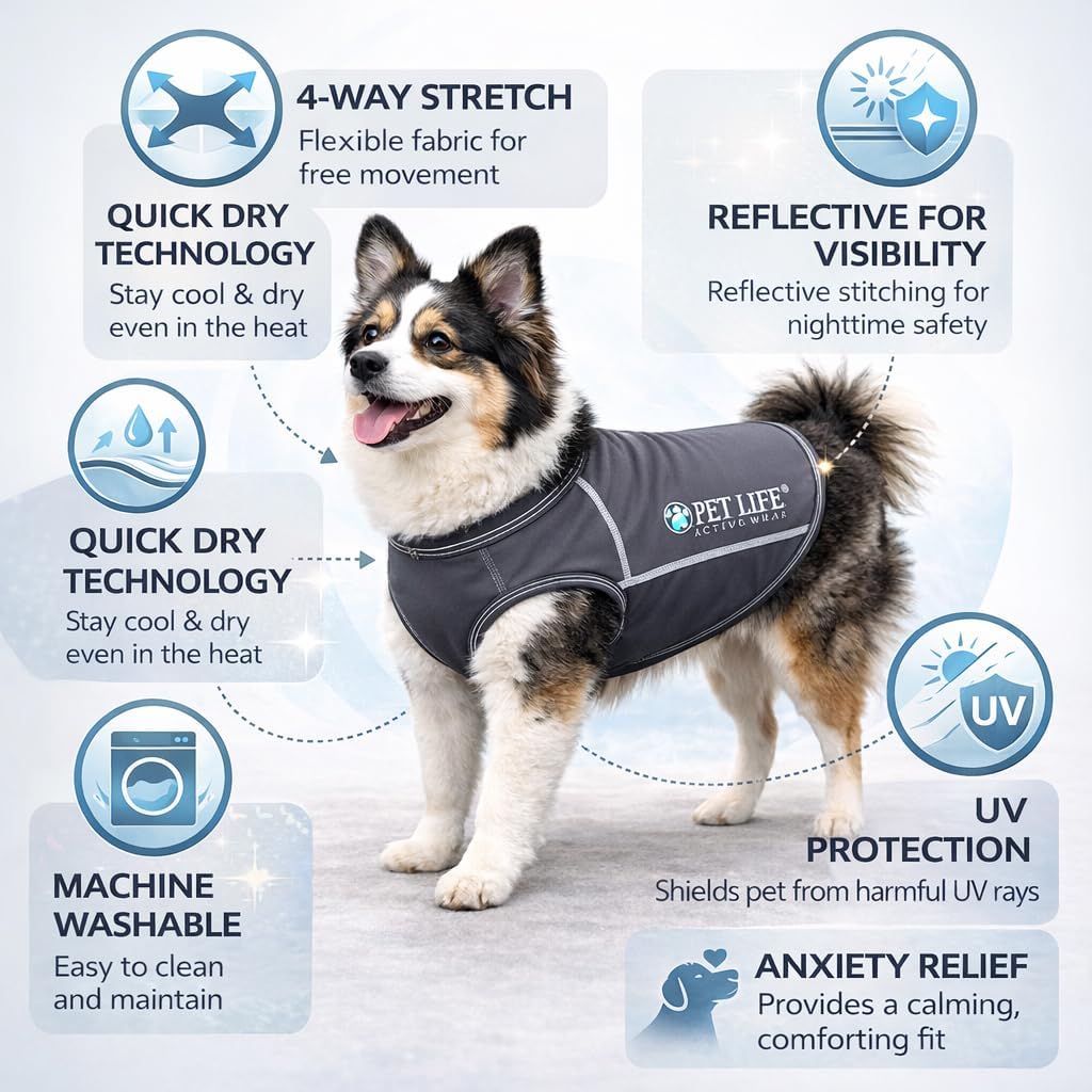 Pet Life ® Active Racerbark 4-Way Stretch and Quick Dry Fitness and Yoga Reflective Performance Dog T-Shirt Tank Top