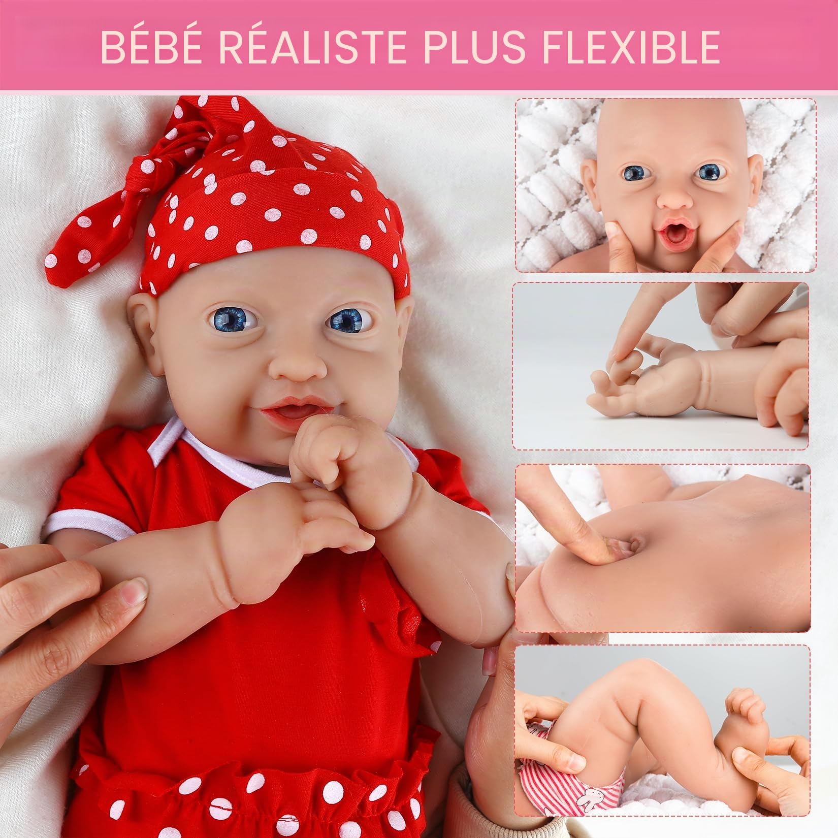 Poupee Silicone GAGAKU Reborn Poupée De Bébé Fille Réaliste 45 Cm