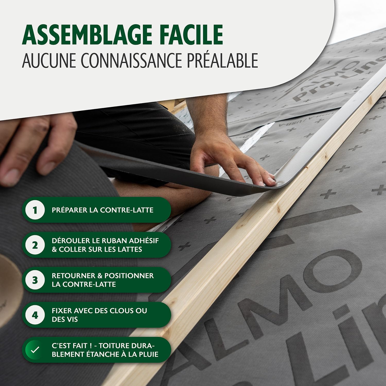 ALMO 5 rouleaux de bande d'étanchéité PE pour clous très adhésive (30m x 60mm) bande d'étanchéité bande de séparation autocollante pour sous-couches, Anthracite