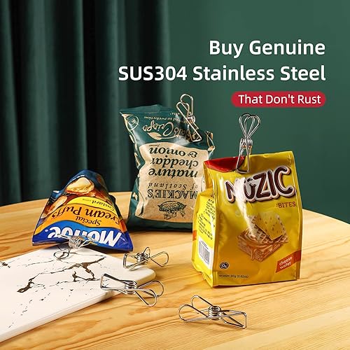 Miniatura 6 de Paquete de 40 alfileres de alambre resistentes al aire libre, de acero inoxidable para colgar ropa, pinzas de metal, clips para ropa, pasadores de