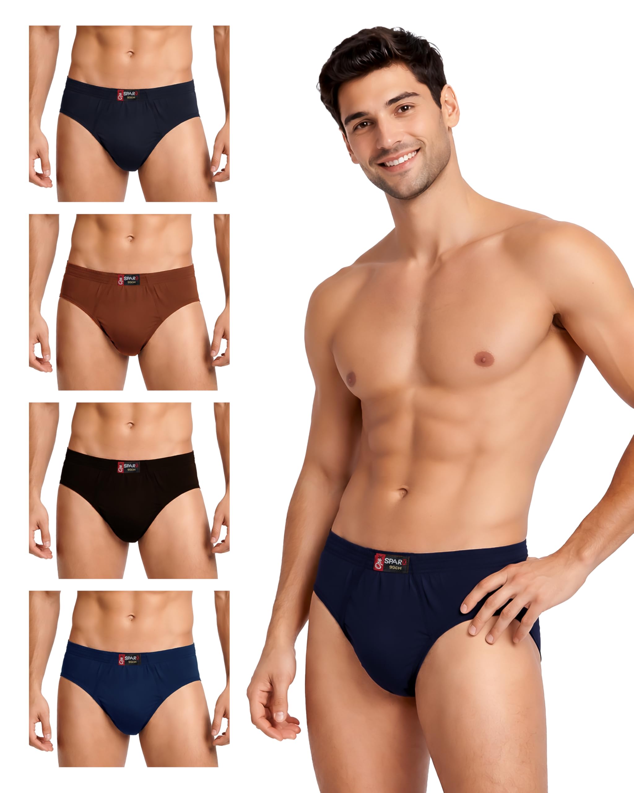 opex Men's Cotton Solid Sparx Brief Pack of 5 | Regular Fit with Soft Inner Elastic Waistband | Comfortable & Breathable Everyday Innerwear-picture-16