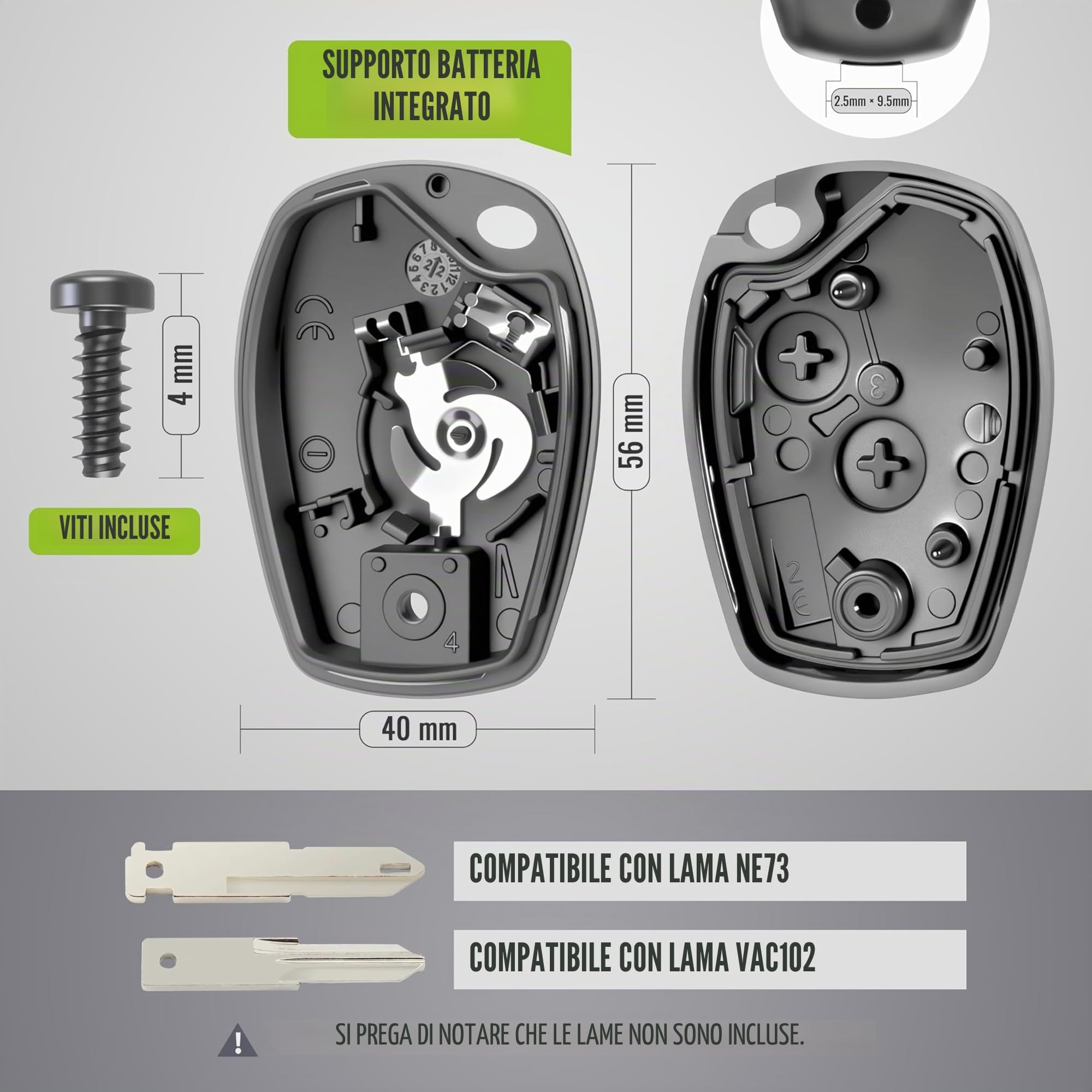 Guscio Chiave senza Lama Compatibile Dacia Sandero Duster Lodgy Logan Custodia Chiave Plip 2 Pulsanti