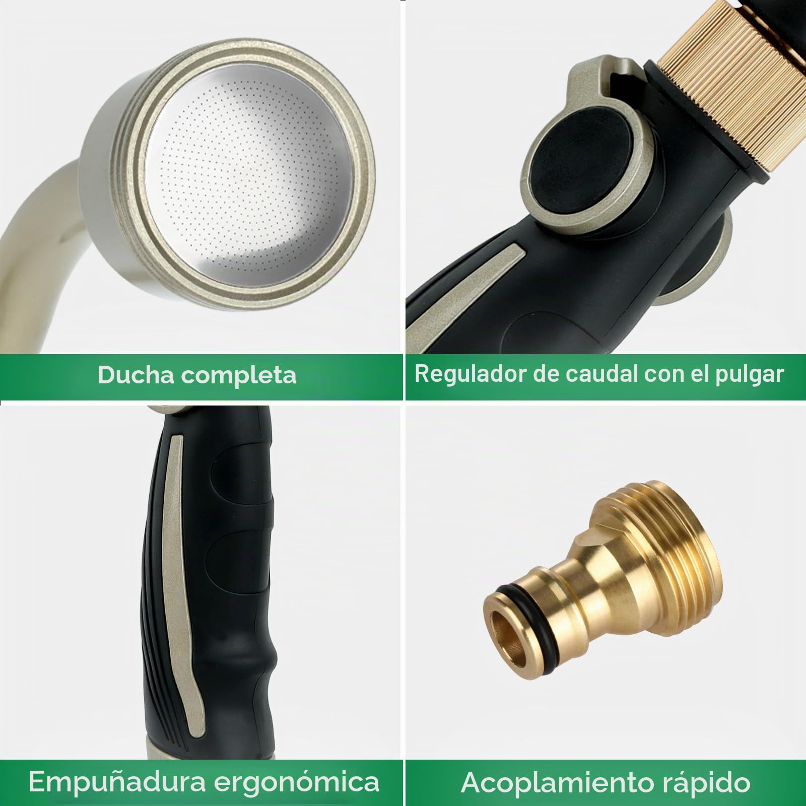 RESTMO Lanza de Riego de Jardín, varita de pulverización de ducha suave y completa de 61 cm con control de flujo del pulgar, pistola de pulverización de tubo de manguera resistente para macetas