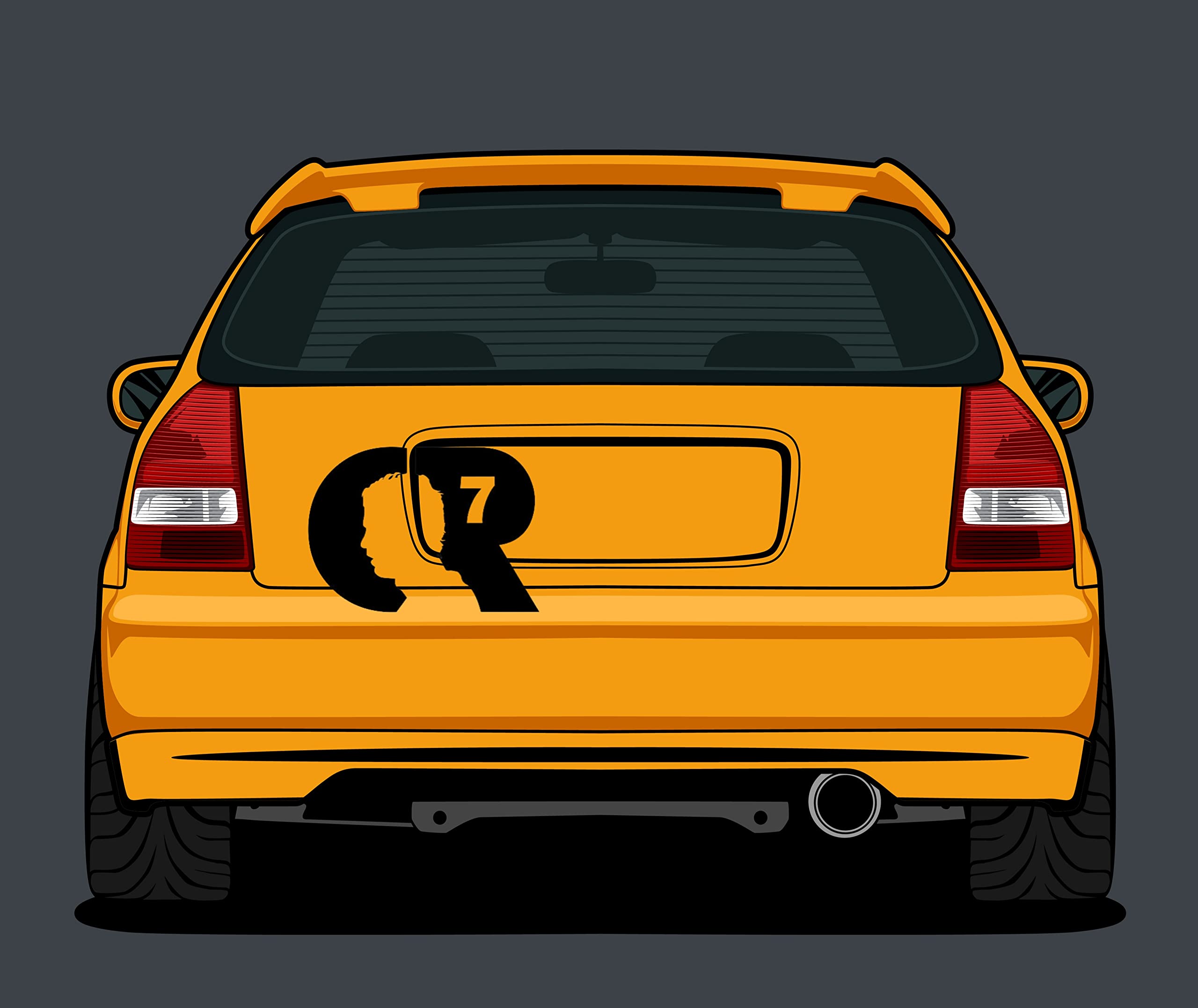 CR7 sticker vinyl Cr7 Cristiano Ronaldo decal sticker(BLACK & WHITE FOR FREE) size 11x9cm for homes windows inside motorcycles car etc رونالدو استكر ابيض و اسود