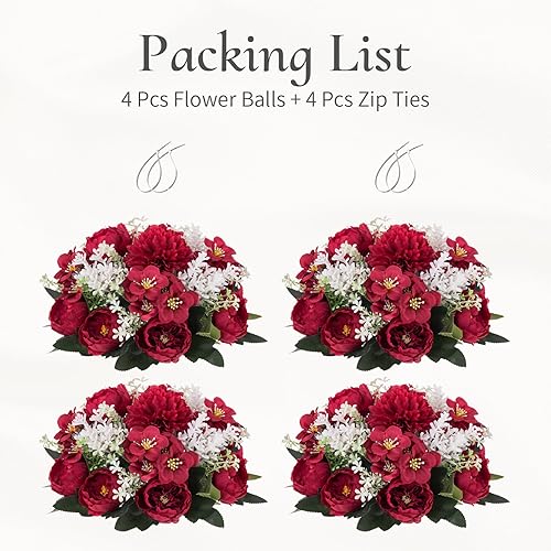 Miniatura 53 de Centros de mesa de bolas de flores para mesas: 10 piezas de flores blancas para centros de mesa, arreglos florales, centro de mesa para boda