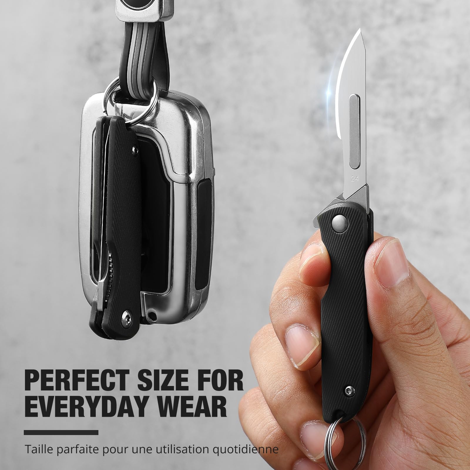 DRACHENADER Cuchillo De Cuello Tanto Mini Cuchillo Pequeño Fijo Para Exterior Con Funda De Plástico ABS, Hoja Negra + Mango Verde