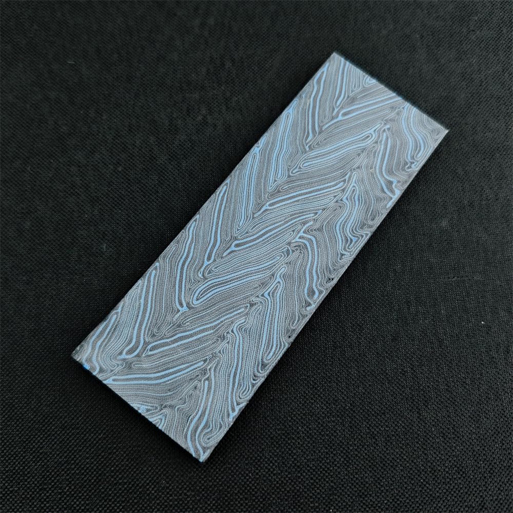 1-Piece G10 Knife Handle Material Block - 5 Color Damascus Pattern Options for DIY Knife/Gun Handle Crafting. 5.1"x1.7"x0.3" Precision Cut (Black&Blue
