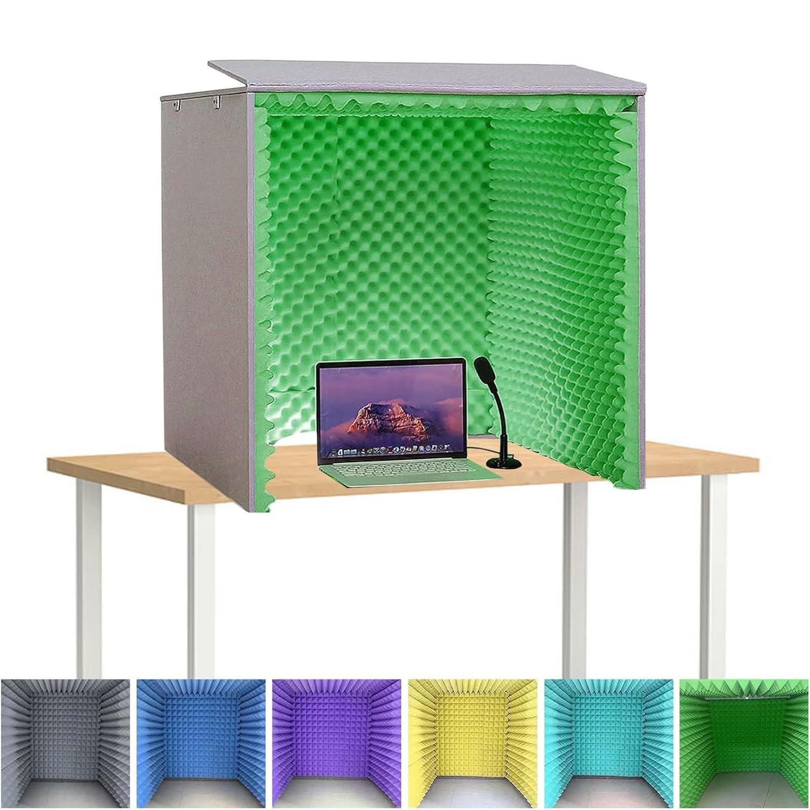 Generico Pannelli in Schiuma Fonoassorbente Cabina Insonorizzata Portatile Pannelli Fonoassorbenti per Cabina Vocale per Pareti Copertura Insonorizzante per Desktop Smorzante Suono,Verde,80x80x80cm