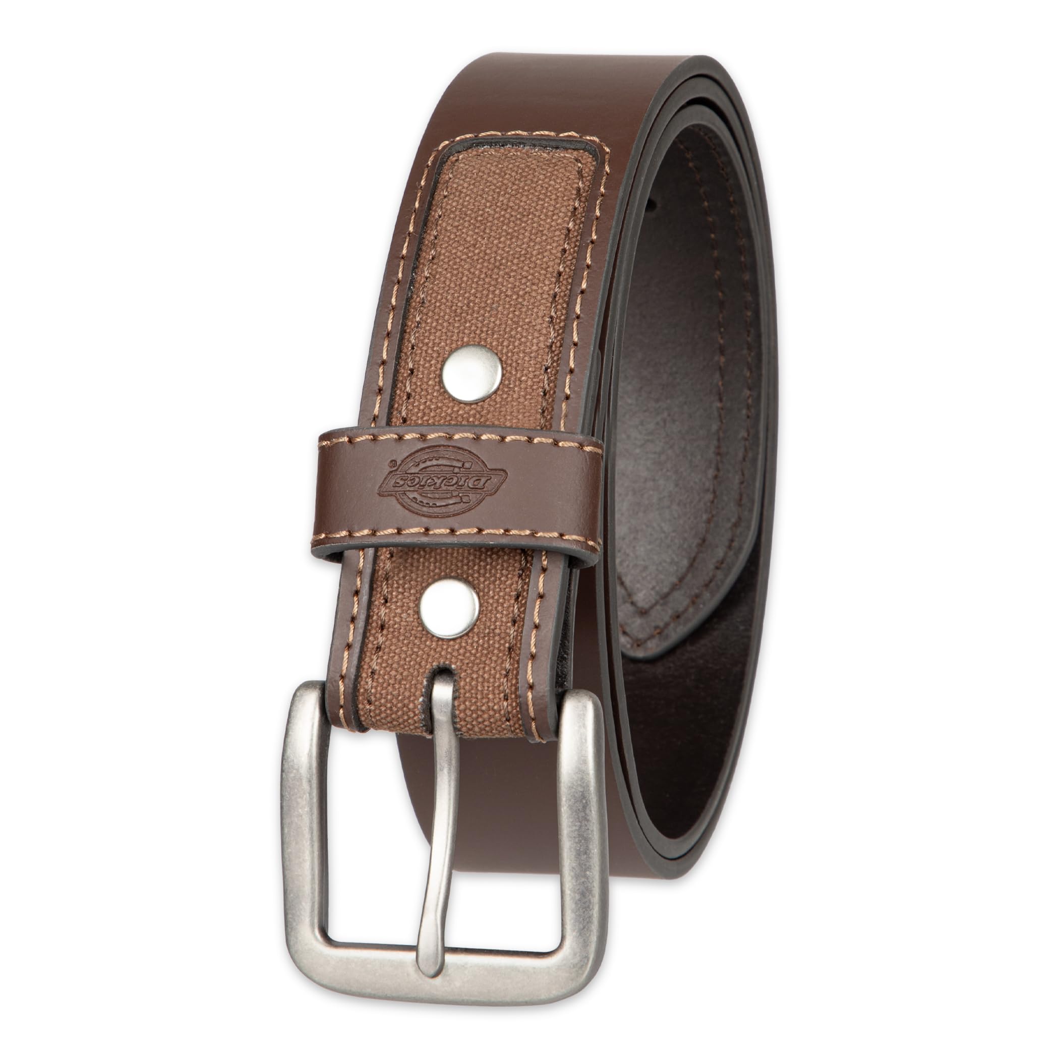 Dickies Men's Industrial Strength Leather Belt – Workwear, Durable, Reinforced, Heavyweight, Brown Rivet, X-Large (42-44)