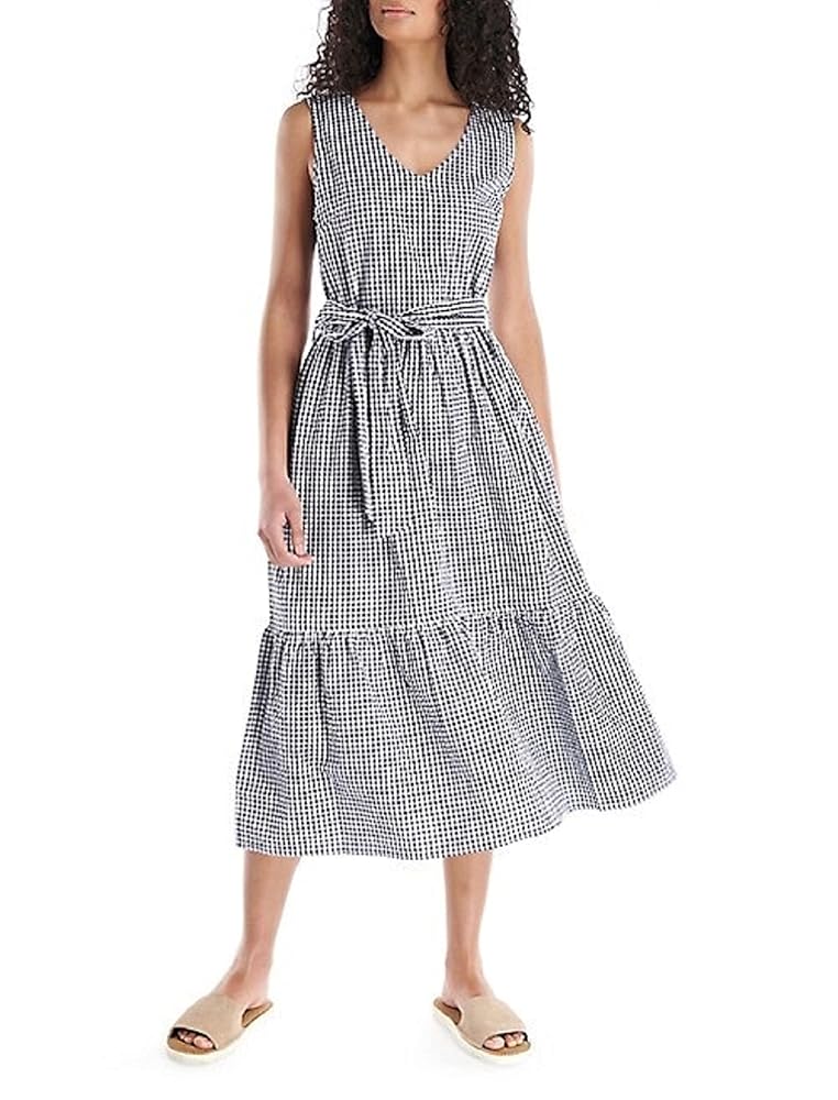 極美品　Lady Checkered Belted Midi Dress Midi Tartan Dress, Mid Century Modern Dress, Plaid Shirt