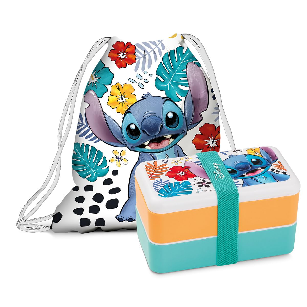Egan set lunch box avec sac Stitch blanc pour repas nomades