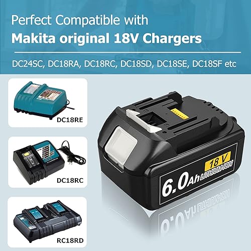 Miniatura 4 de 4 Pack 18-Volt 60ah Lithium-ion Battery Replacement for Makita 18V LXT Battery BL1860B-2 BL1860 BL1850 BL1850B BL1840 BL1840B BL1830 BL1830B BL1815