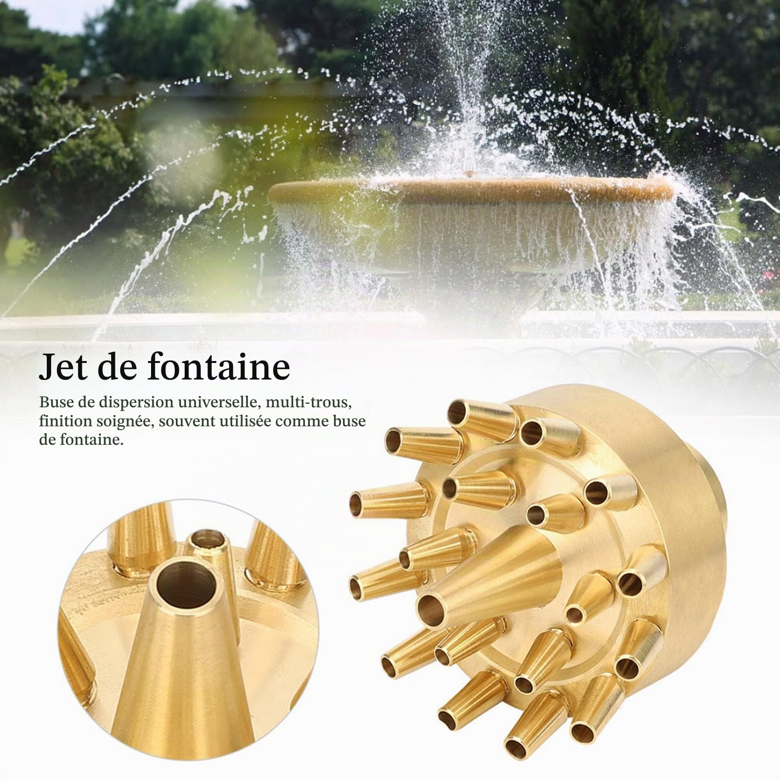 Buse de Pulvérisation de Fontaine en Laiton, Tête de Pulvérisation D'arroseur de Buse de Fontaine d'eau pour Filetage Femelle de Jardin 1in
