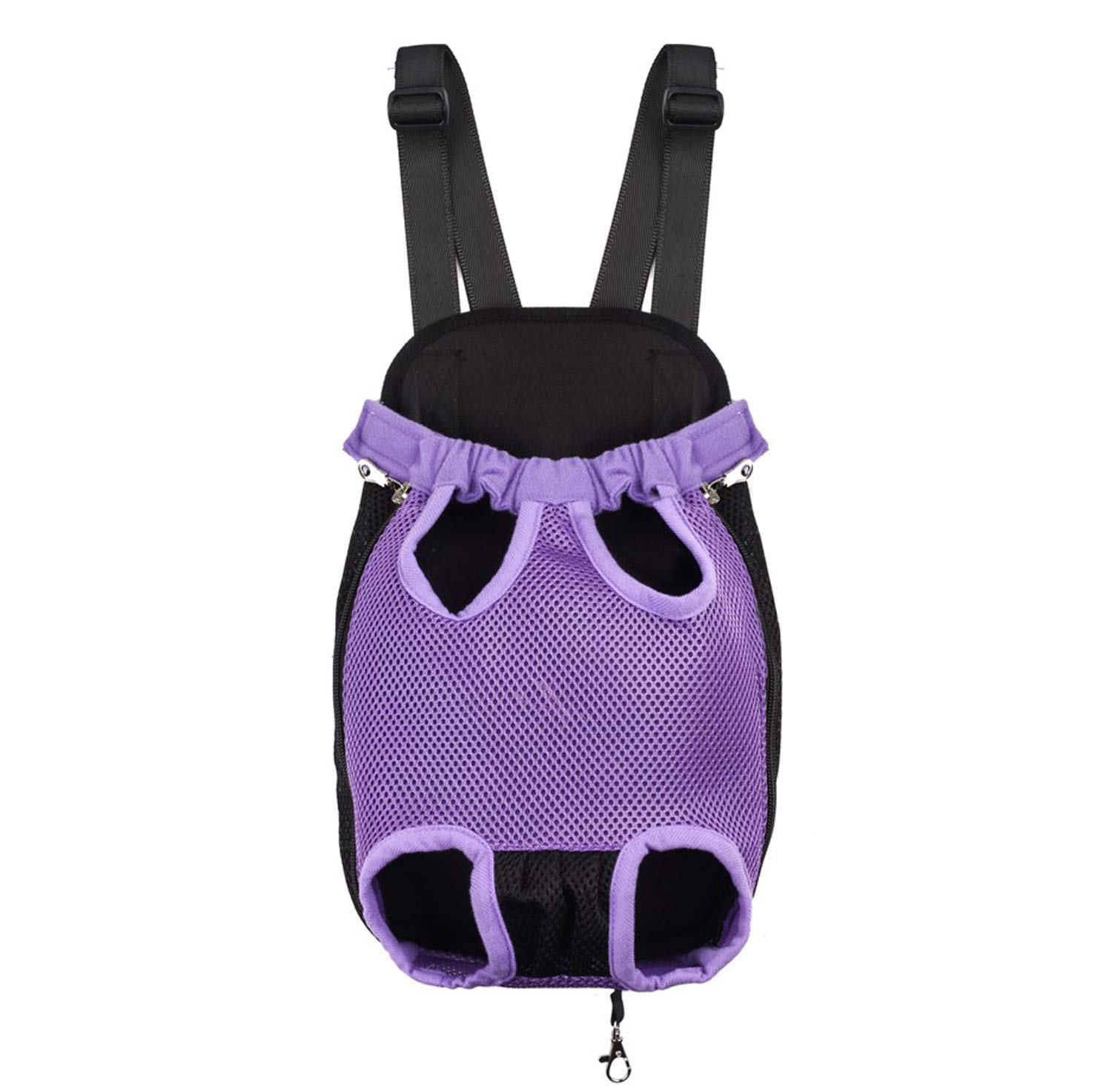 Pet Dog Backpack Carrier Puppy Pouch Cat Front Bag Back Pack With Legs Out (L, Purple)