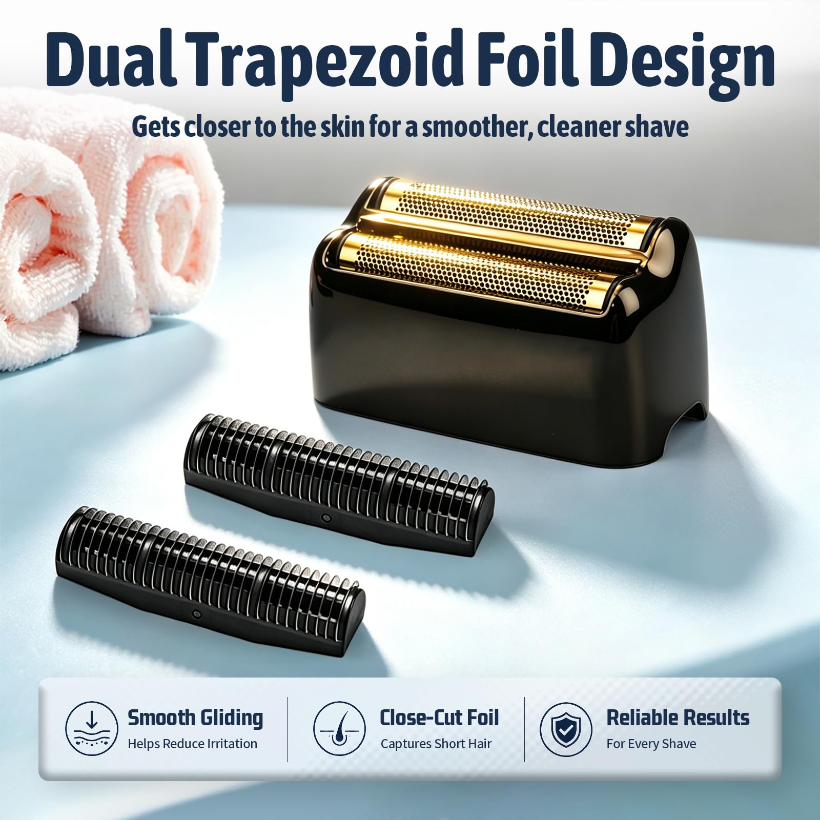 Cuchilla de repuesto para maquinilla de afeitar compatible con BaBylsPRO Double FXFS2 - Foil metálica (Negro, pack de 3 unidades)