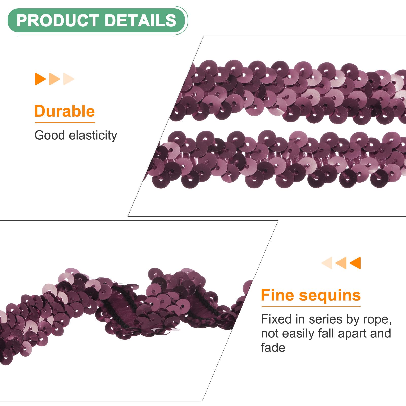 M METERXITY 1-Pack Elastic Sequins Trim - Image 2