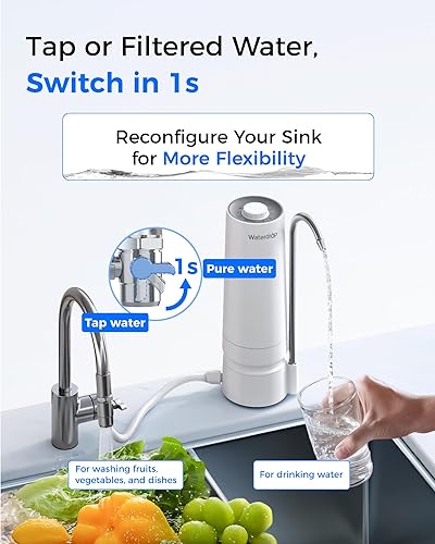 Miniatura 7 de Waterdrop - Filtro de agua para grifo de fregadero, sistema de encimera de 4000 galones con recordatorio de vida, reduce metales pesados, mal olor y