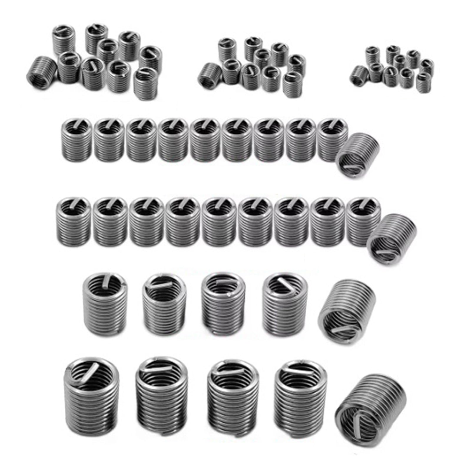 60Piece Steel Wire Thread Inserts Helical Coil Threaded Sleeve Inserts 3mm-12mm for Bolt Load Distribution Locking Threaded