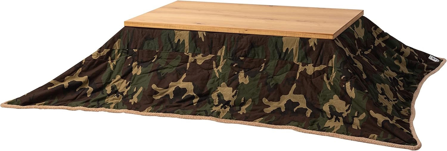 AZUMAYA KK-148 Kotatsu Futon Rectangle Shape, Camouflage Design Polyester and Cotton Fabric Material, W90.0 x D75.0 Inches, Home and Living, Camouflage Green Color