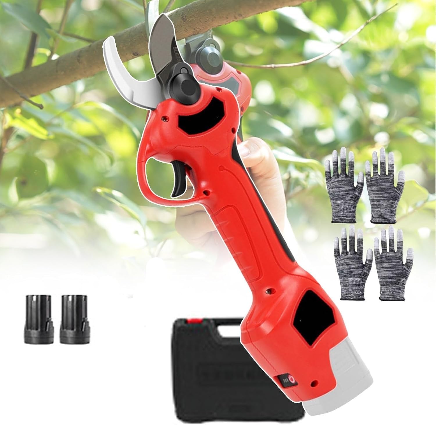 Xdgsdrdf One Color Electric Pruning Shears With 2 X Battery & Charger & Toolbox