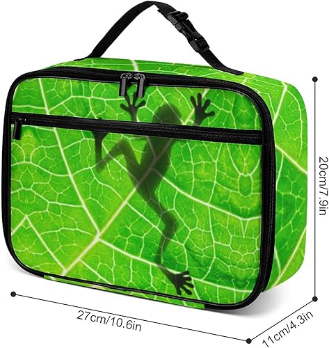 Miniatura 3 de Lonchera reutilizable con diseño de rana verde, bolsa de almuerzo aislada, lonchera para comida y alimentos, bolsa de mano para niños, escuela,