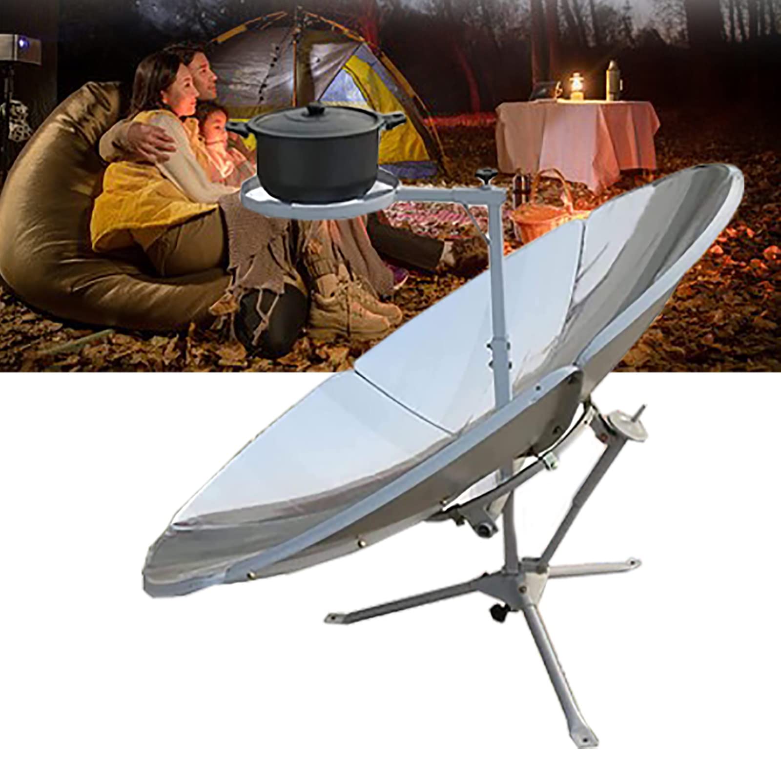 FAXIOAWA Kits de cuisinière Solaire, cuisinière Solaire parabolique Portable 2500 W, cuisinière Solaire à Concentration, Fours extérieurs, Facile à Utiliser, pour Barbecue Pique-Nique en Plein air