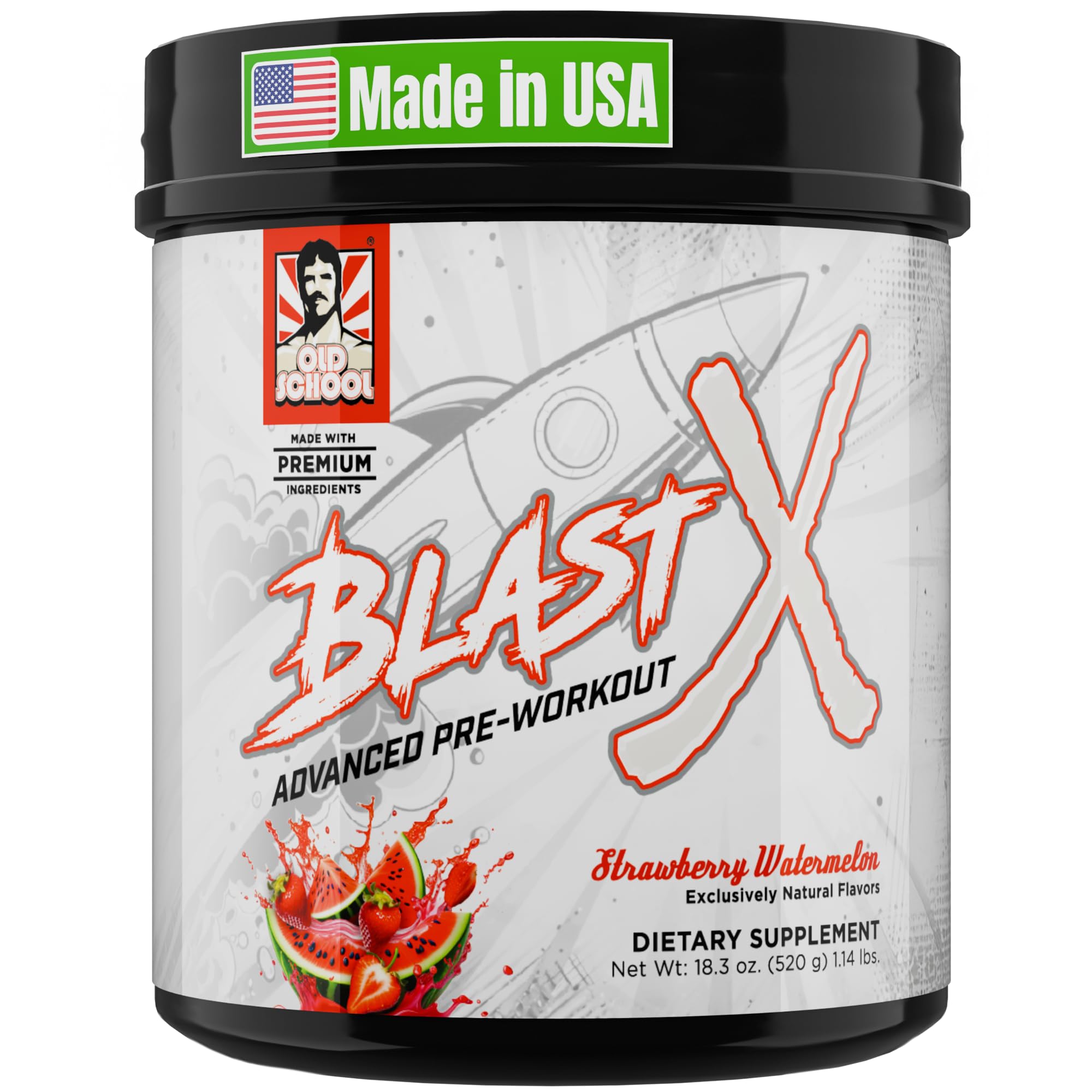 Old School Labs | Blast X Advanced Pre Workout Powder, Intense Energy Booster Preworkout for Men & Women