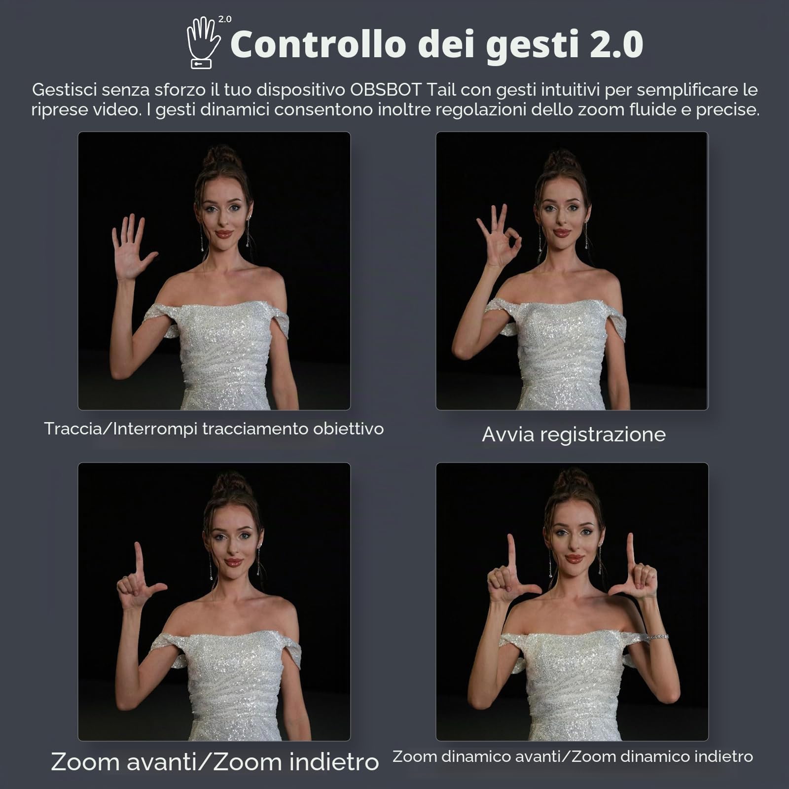 OBSBOT Tail Air Combinazione con Treppiedi, 4K Webcam Streaming con NDI | KI Tracking PTZ Camera, AI Auto Track, App Intelligente, Gesti e Telecomandi, HDMI/USB-C Senza Fili, Videocamera