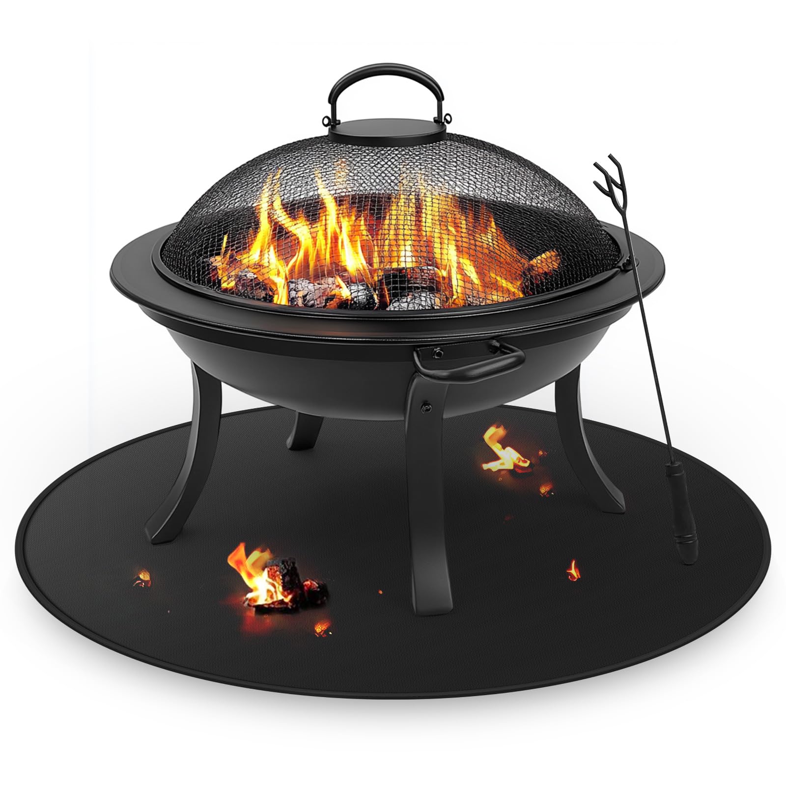 Fire Pit Mat for Solo Stove Bonfire, Round Under Grill Blanket for Outdoor Grill, Fireproof Mat, Oil Proof Waterproof Under Floor BBQ Accessories Protector for Solo Stove Accessories (48inch)
