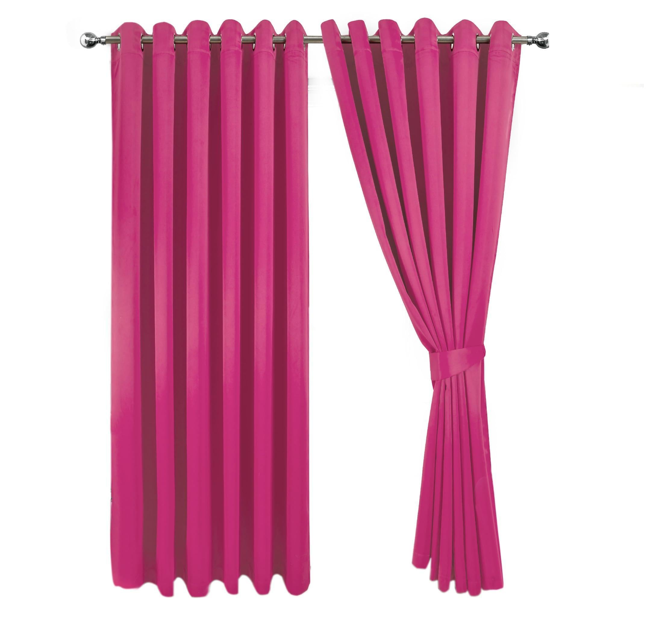 MILANO COLLECTIONS® Blackout Curtains for Bedroom & Living Room - Thermal Insulated Eyelet Curtains, 2 Panels with Tiebacks - Noise-Reducing, Sunlight Blocking Drapes for Home Décor (Pink)