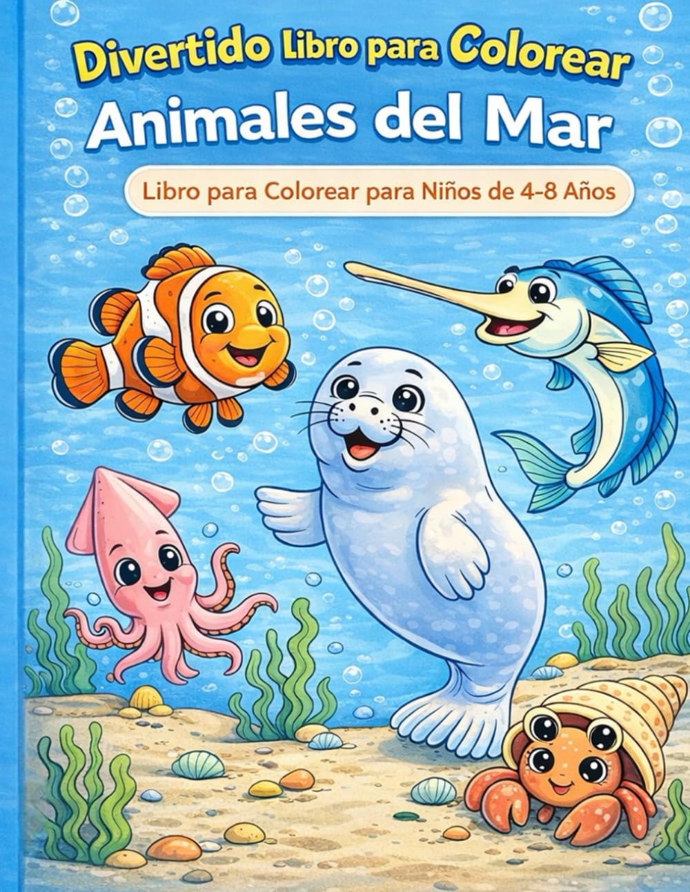 Divertido Libro para Colorear: Animales del Mar: Para niños de 4-8 años