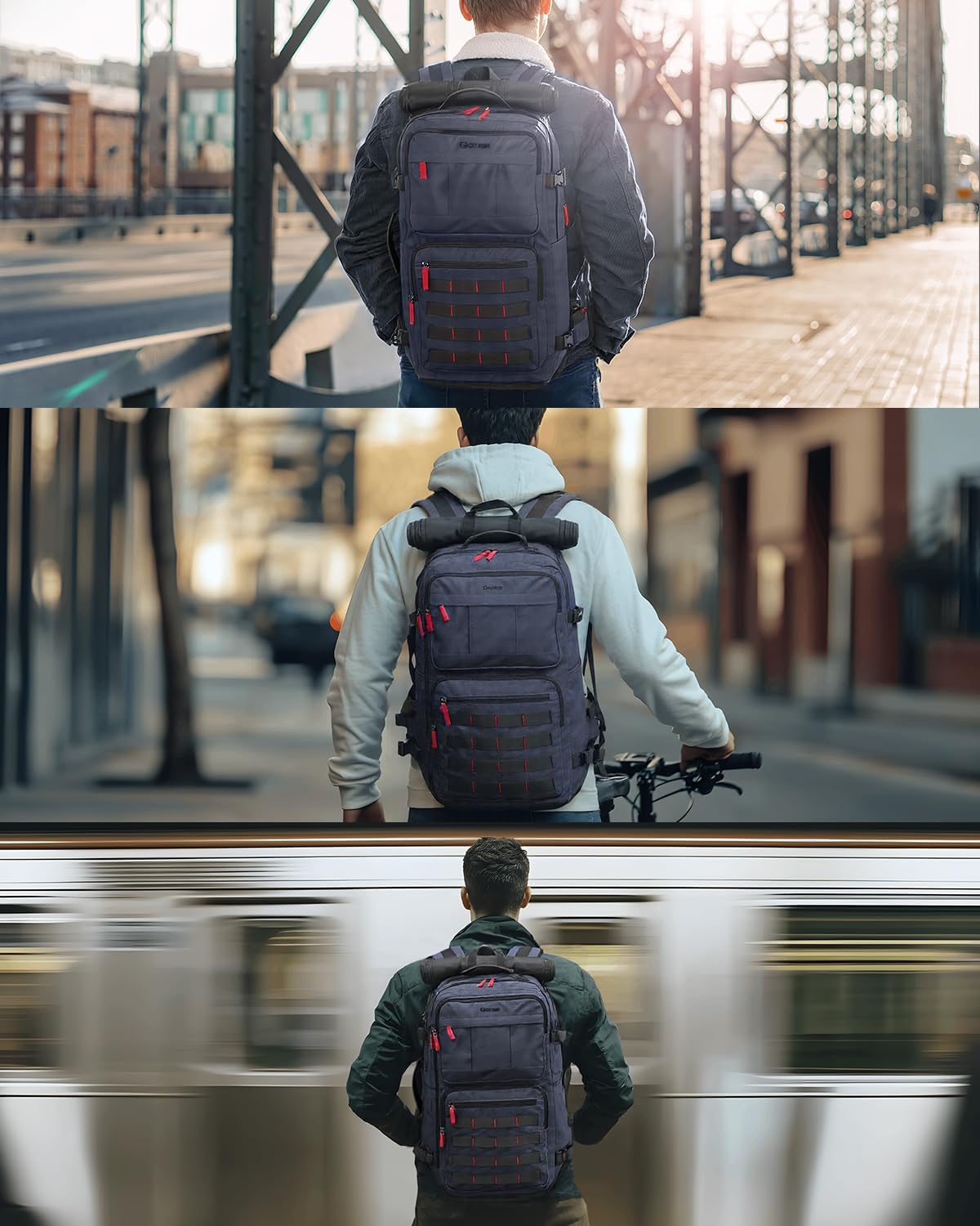 Gonex Travel Backpack, Large Carry-On Nylon Duffle Bag, 3-in-1 Convertible Laptop Bag for Men & Women, Durable for Work & Weekend Travel (Blue) - Image 7