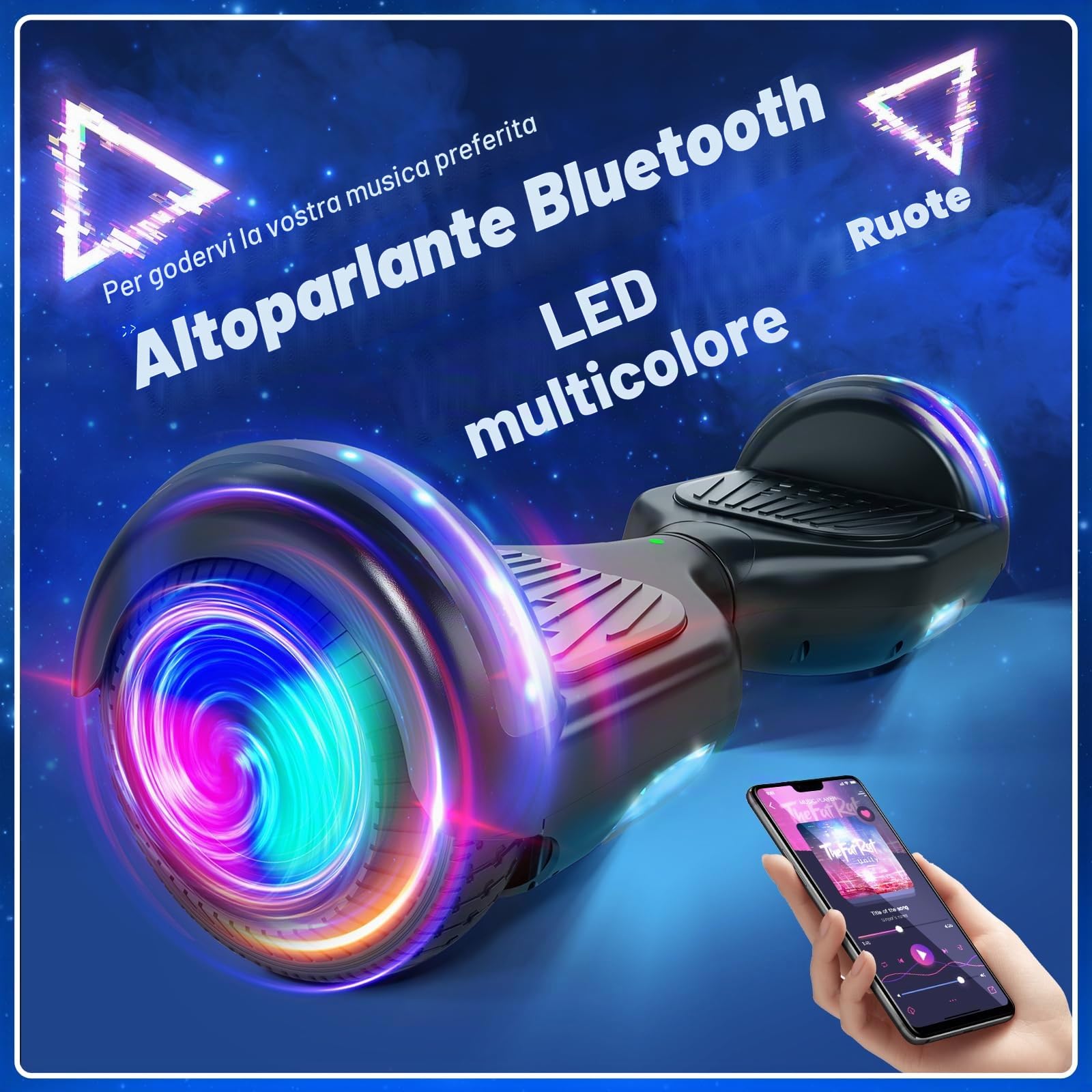 Hoverboard fuoristrada con luci a LED, auto-bilanciamento Off Road Hoverboard con Bluetooth per bambini 6-12 anni