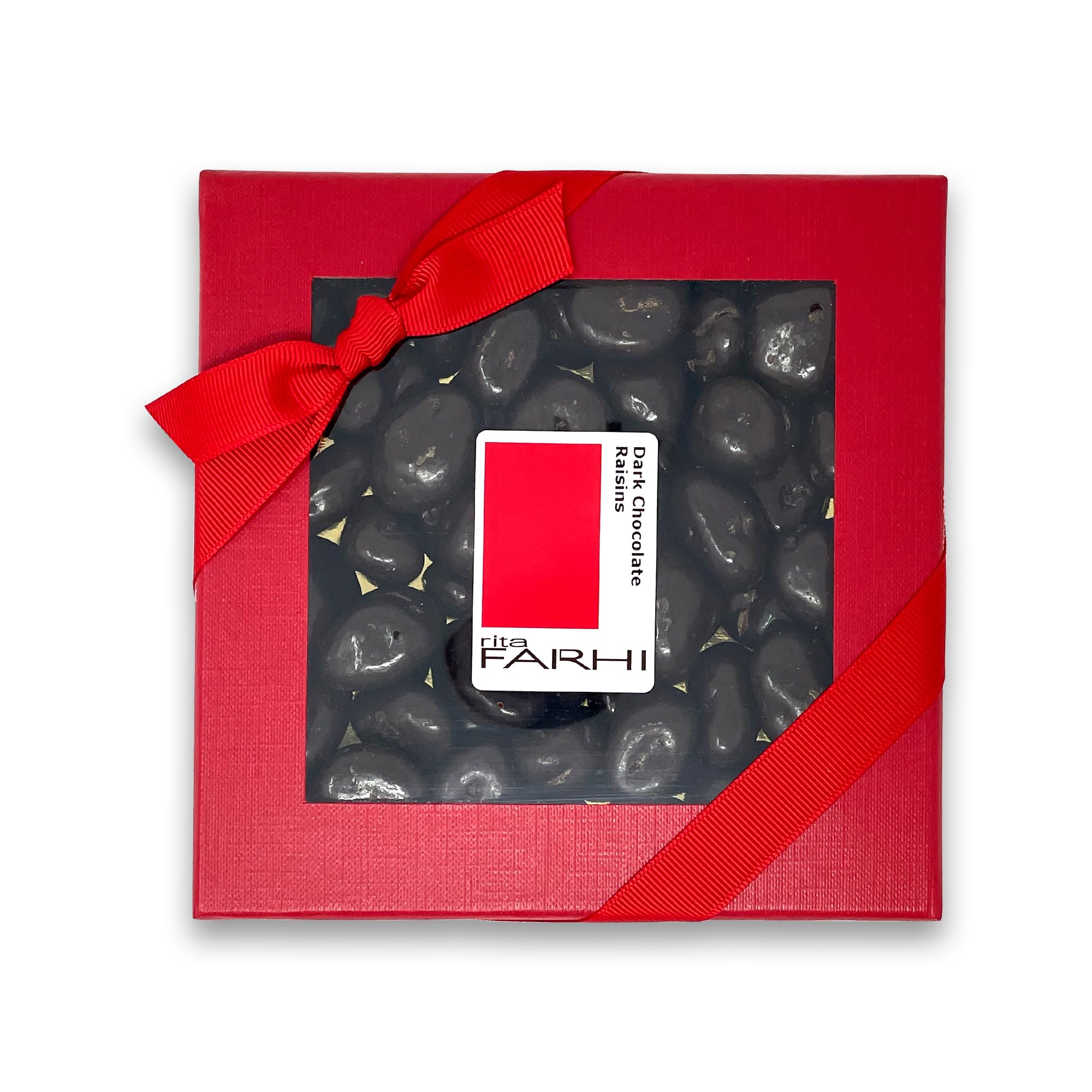 Rita Farhi Dark Chocolate Coated Raisins in a Luxury Gift Box Vegetarian and Chocolate Gift Chocolate Coated Fruit 250g - Palm Oil Free
