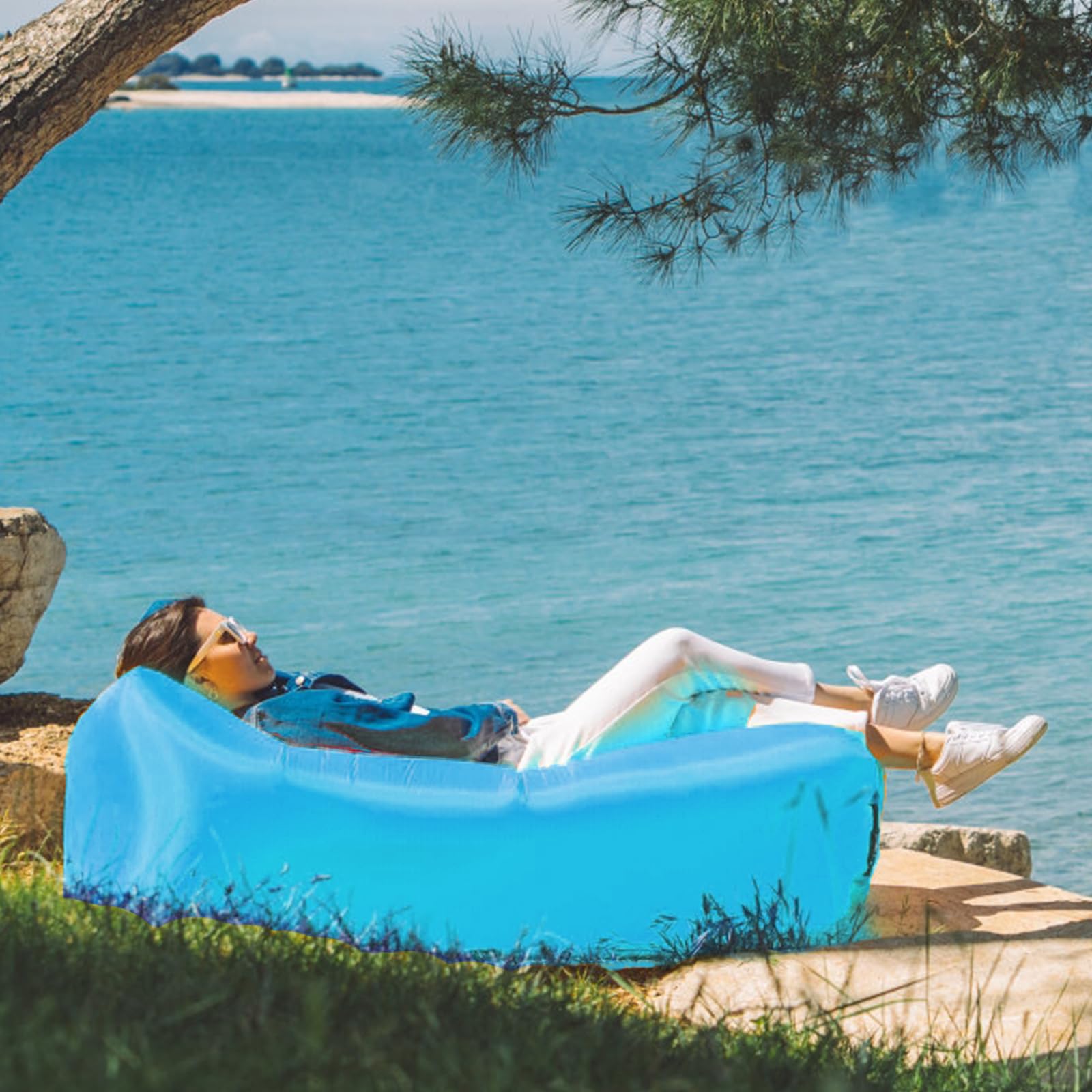 Divano Gonfiabile, Sdraio Air con Pacchetto Portatile, Divano ad Aria Air Campeggio per Viaggi, all'aperto, Campeggio, Escursionismo, Piscina e Feste in Spiaggia