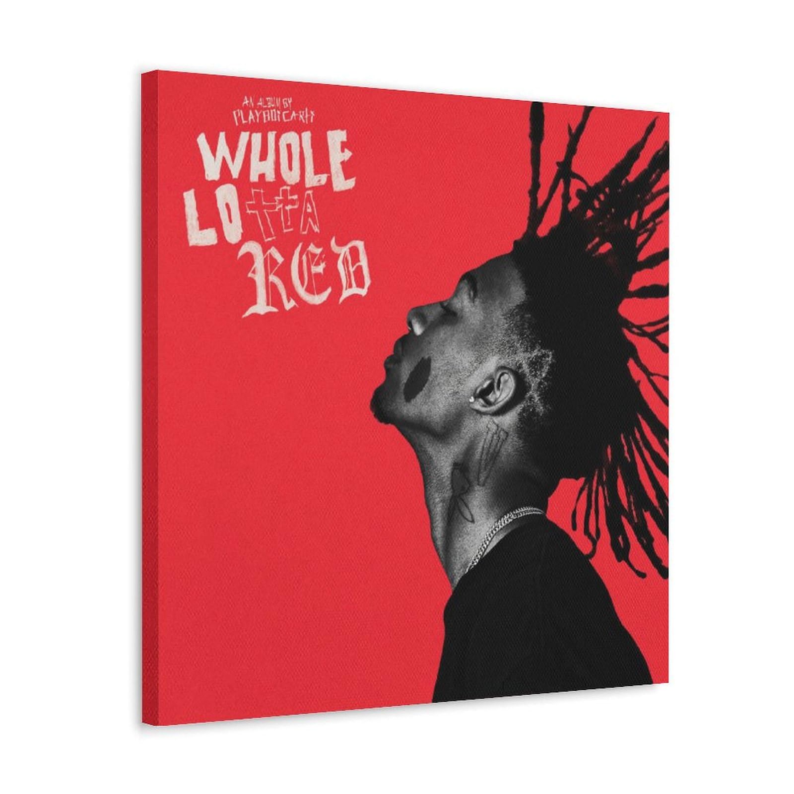 SXDMOUBK Playboi Carti Poster Whole Lotta Red Album Cover Canvas Durable Colourfast Wall Art Decorative Painting for Living Room Bedroom Home Decor 28x28inch(70x70cm) Frame-style
