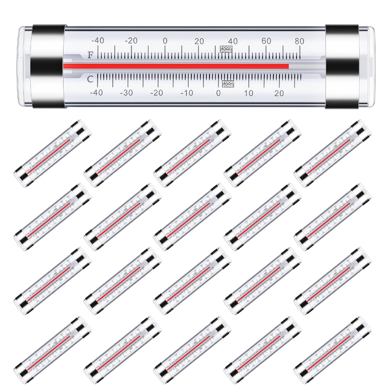 20 Pack Refrigerator Fridge Thermometer, Thermometer for Freezer Cooler, Dual-Scale -40~80°F/-40~27°C Temperature Range, Hanging Thermometers for Refrigerator Fridge, Freezer Temperature Monitor