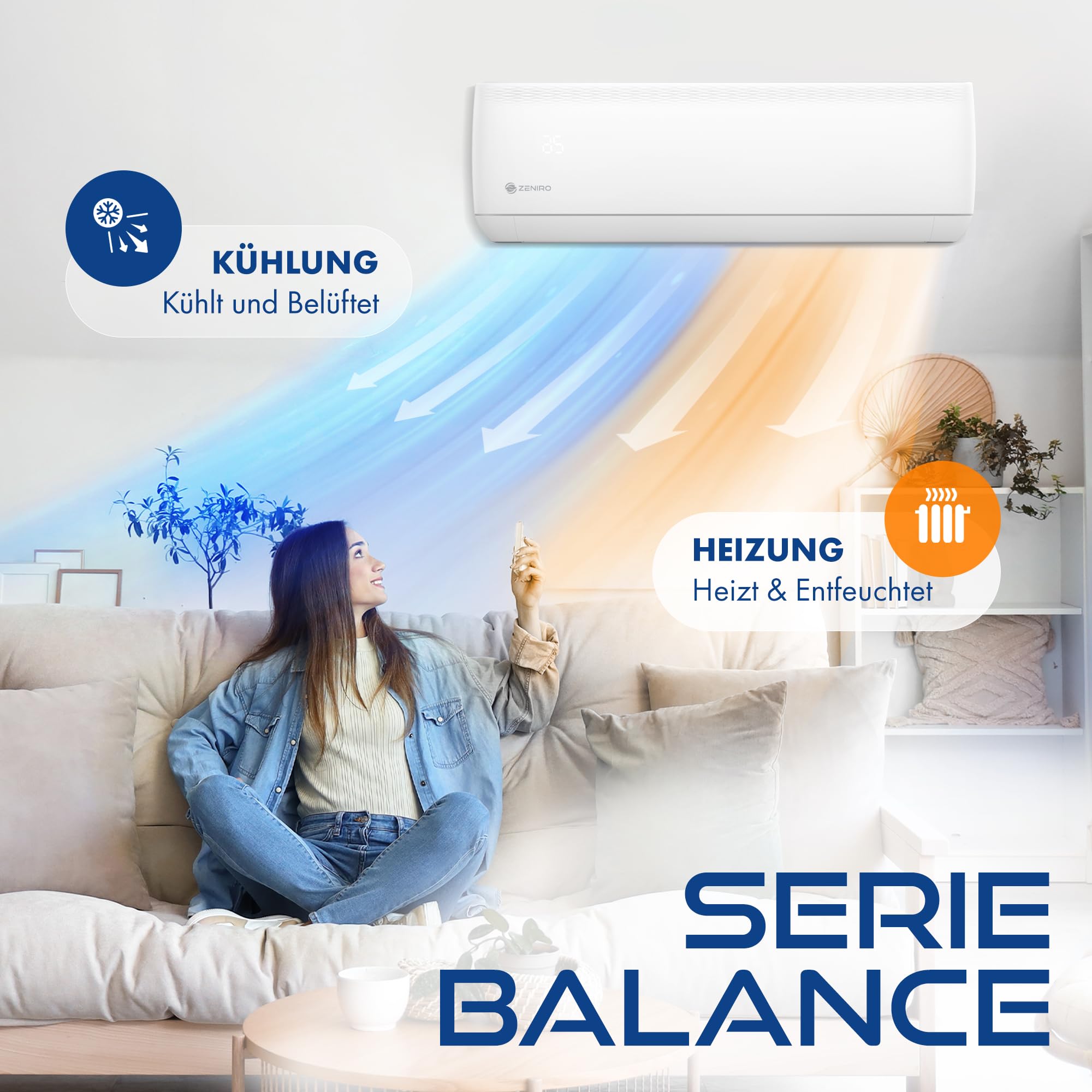 Multisplit Klimaanlage 3 Innengeräte Set 6,2kW 21000 BTU A++ WiFi 4D AirFlow Heizen bis -20°C R32
