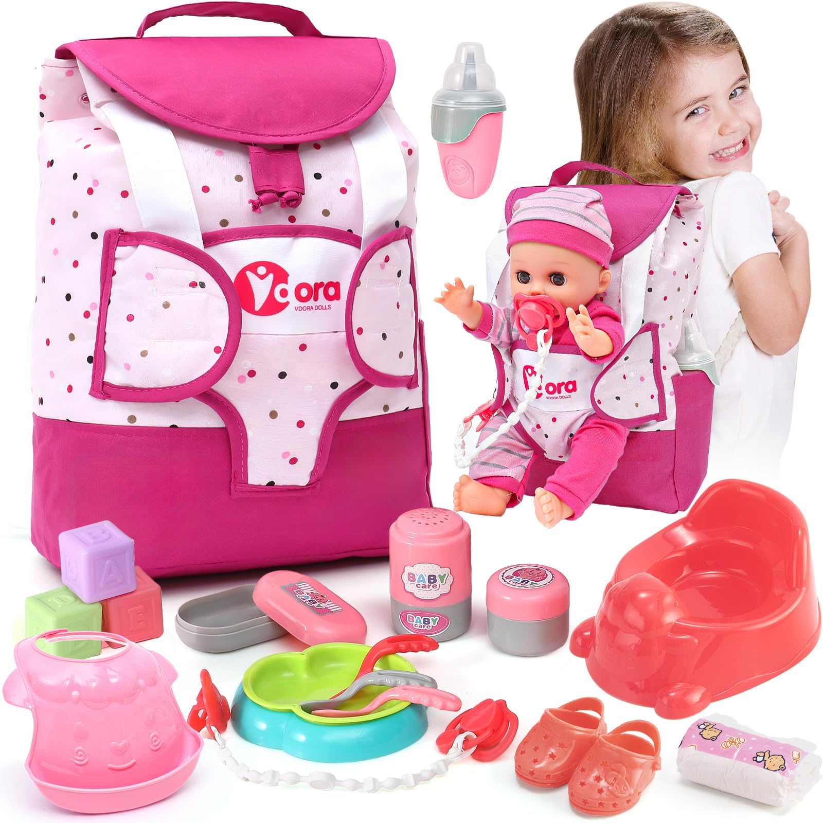 Toyssa Baby Doll Accessories Playset (Backpack Set)