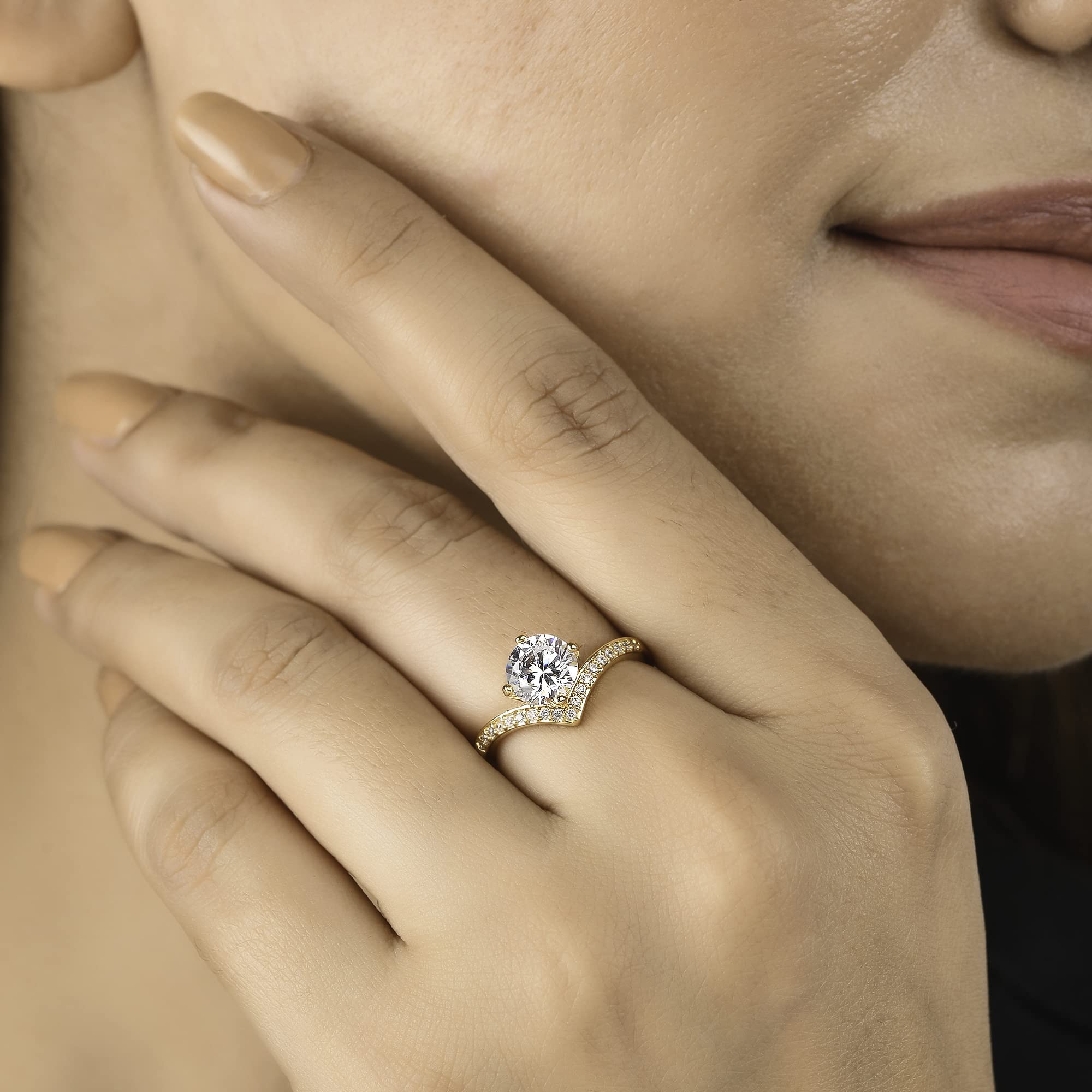 Elegant Princess Cut Zircon Plated Ring