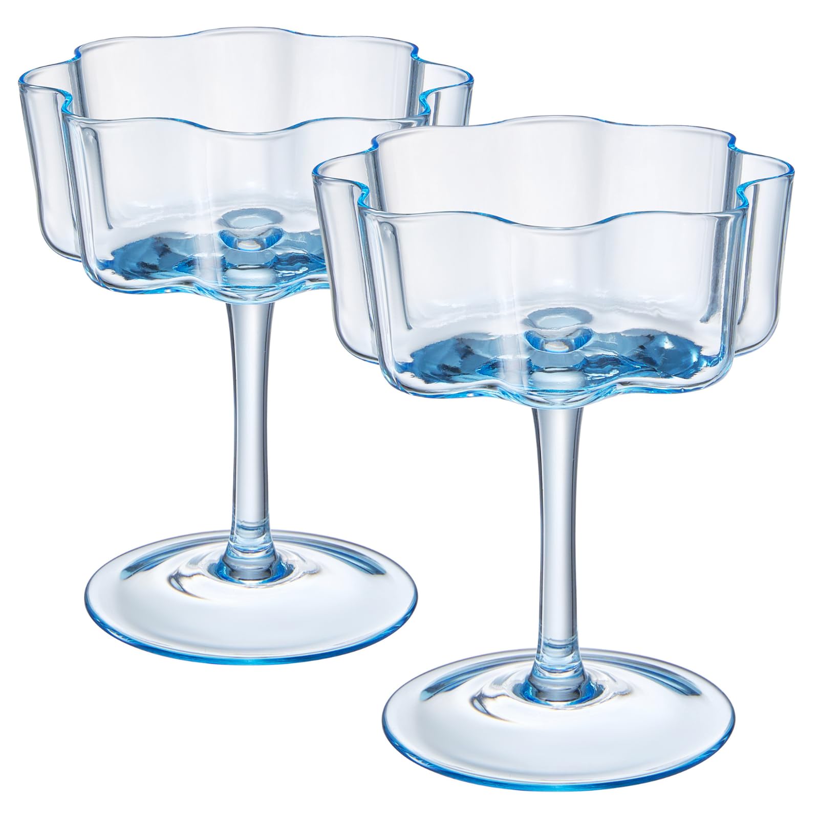Set De 6 Verres Vintage Fleuris 190ml - Coupes à Cocktail Martini Champagne